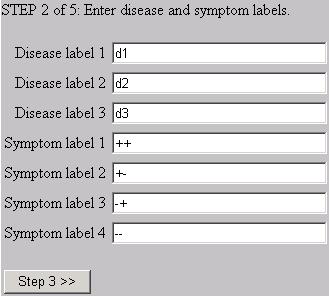 Form to enter disease and symptom labels