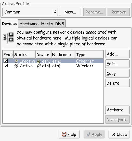 Figure 1. Red Hat 8.x and 9.x use the redhat-config-network tool